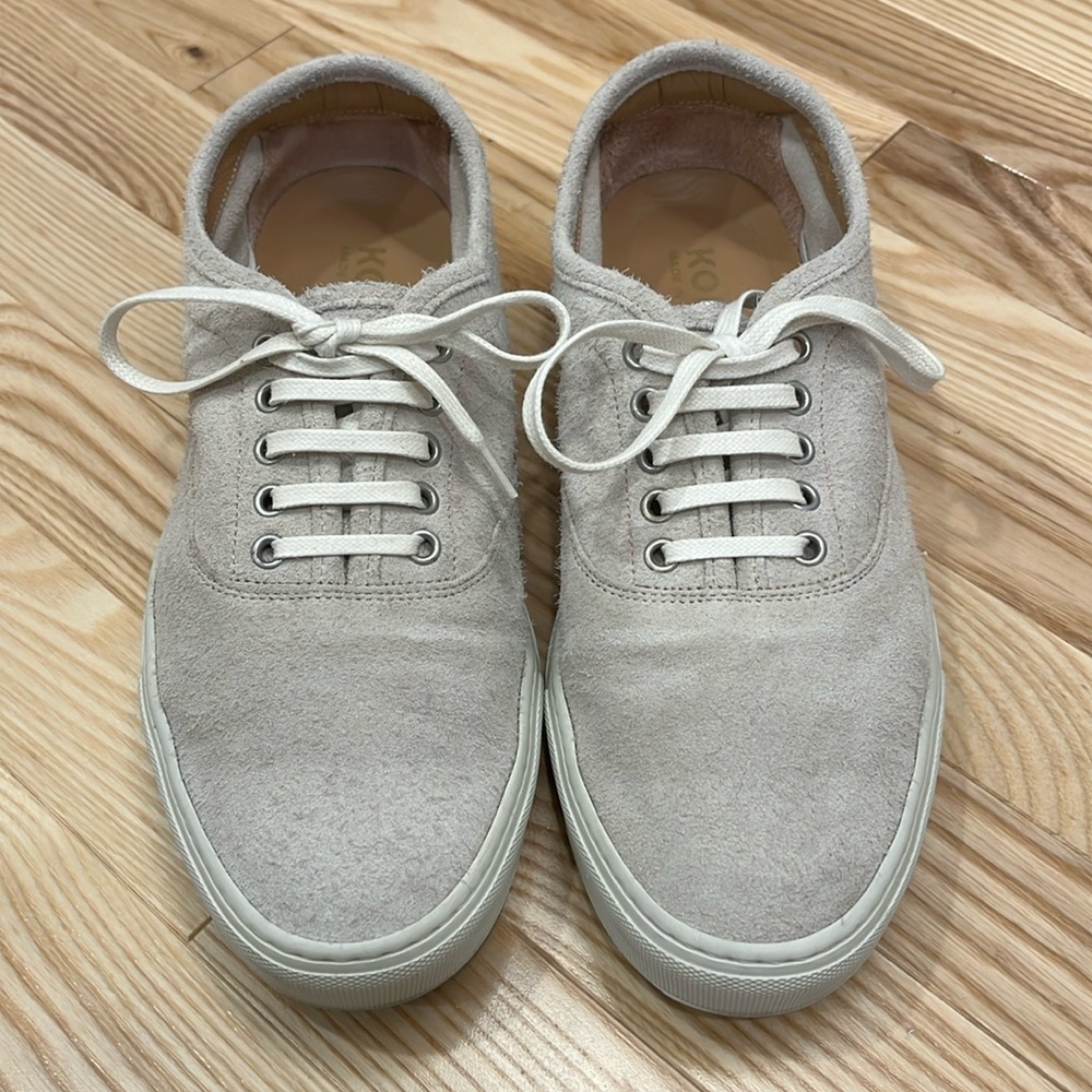 Koio cream textured suede sneakers shoes